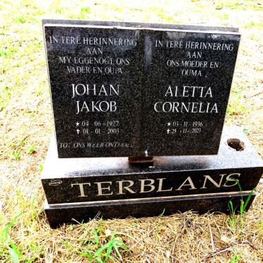 TERBLANS Johan Jakob 1927-2003 & Aletta Cornelia 1936-2023