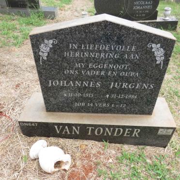 TONDER Johannes Jurgens, van 1915-1984
