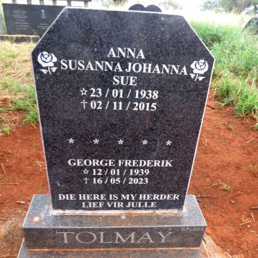 TOLMAY George Frederik 1939-2023 & Anna Susanna Johanna Sue 1938-2015