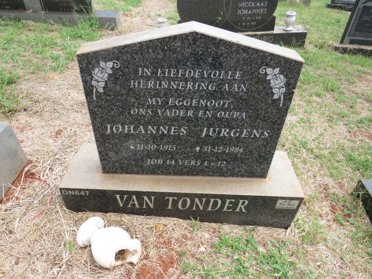 TONDER Johannes Jurgens, van 1915-1984
