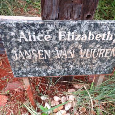 VUUREN Alice Elizabeth, Jansen van 1947-2012