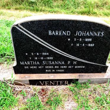 VENTER Barend Johannes 1895-1980 & Martha Susanna P.H. 1904-1989