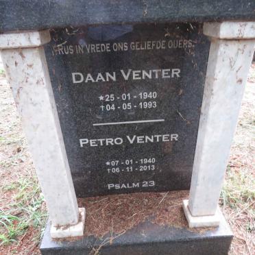 VENTER Daan 1940-1993 & Petro 1940-2013