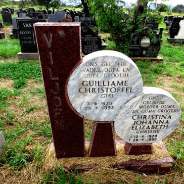 VILJOEN Guilliame Christoffel 1920-1992 & Christina Johanna Elizabeth 1929-1992 