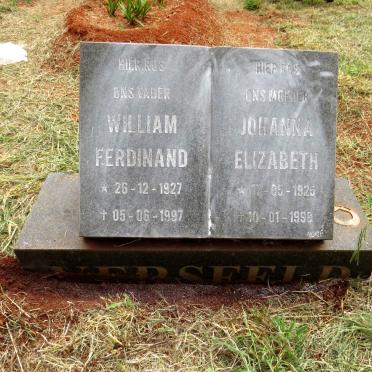 VERSFELD William Ferdinand 1927-1997 & Johanna Elizabeth 1925-1998