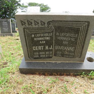 VENTER Gert H.J. 1930-1998 & Marianne 1929-2007