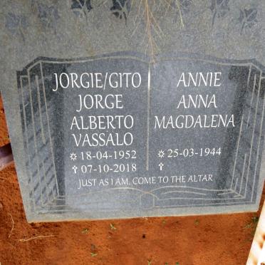 VASSALO Jorge Alberto 1952-2018 :: VASSALO Annie Anna Magdalena 1944-