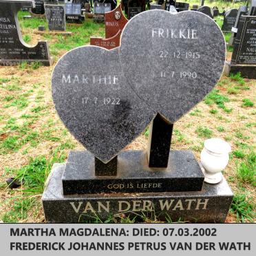 WATH Frederick Johannes Petrus, van der 1915-1990 & Martha Magdalena 1922-2002 