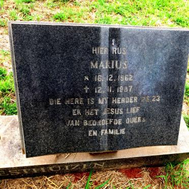 WESTHUIZEN Gerhardus, van der 1916-1991 & Gertruida Elizabeth DU PREEZ 1917- :: WESTHUIZEN Marius, van der 1962-1987 _3