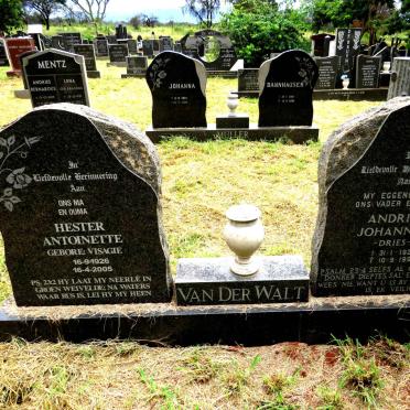 WALT Andries Johannes, van der 1927-1991 & Hester Antoinette VISAGIE 1926-2005