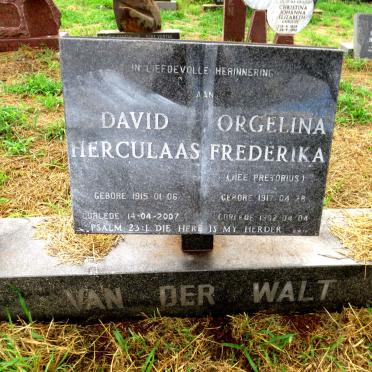 WALT David Herculaas, van der 1915-2007 & Orgelina Frederika PRETORIUS 1917-1992