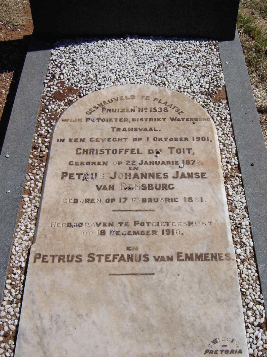 TOIT Christoffel, du 1872-1901 :: JANSE VAN RENSBURG Petrus Johannes 1881-1901 :: VAN EMMENES Petrus Stefanus -1901 