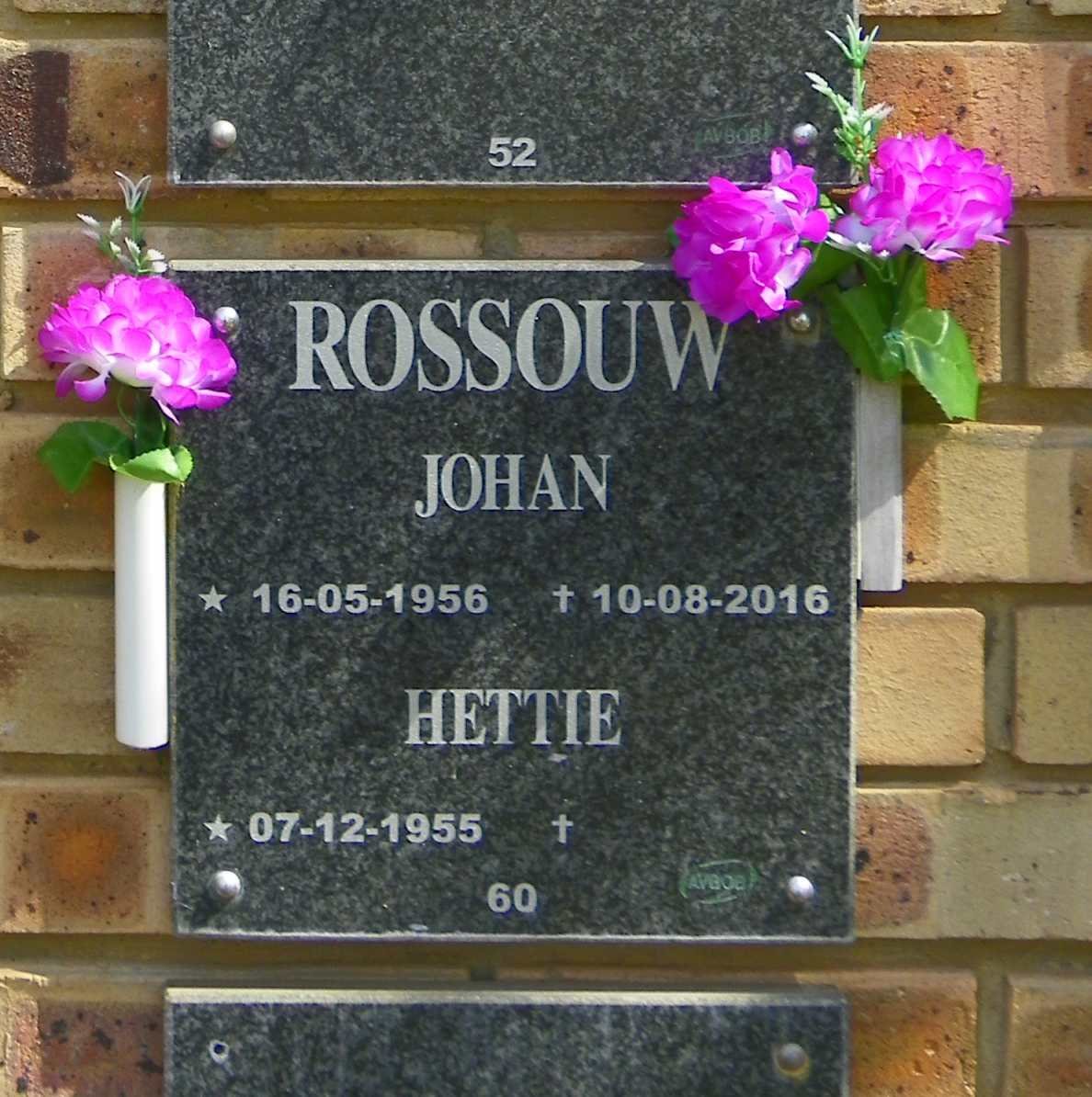 ROSSOUW Johan 1956-2016 &amp; Hettie 1955-