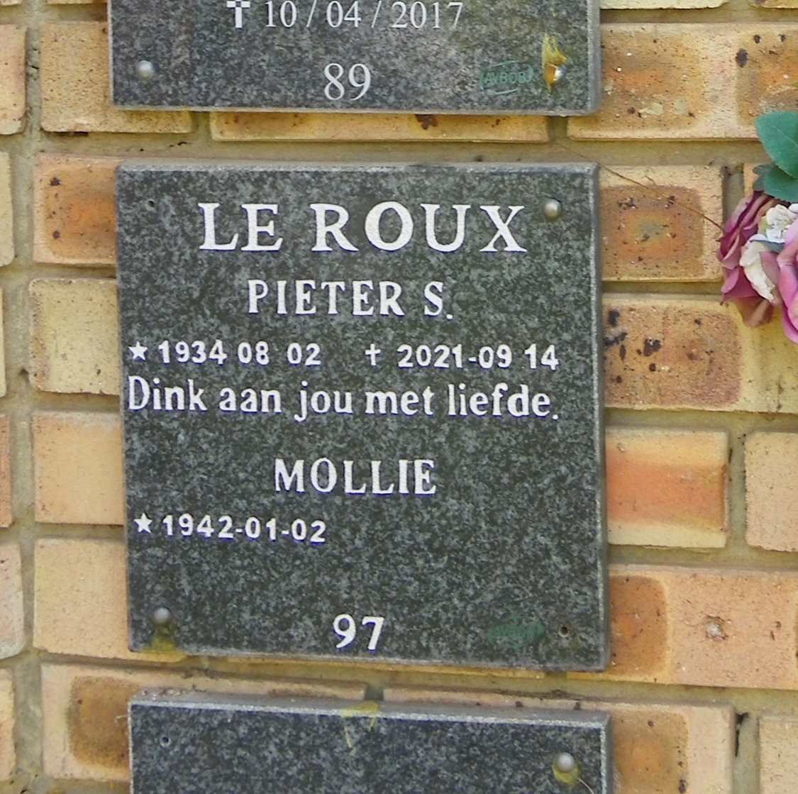ROUX Pieter S., le 1934-2021 &amp; Mollie 1942-