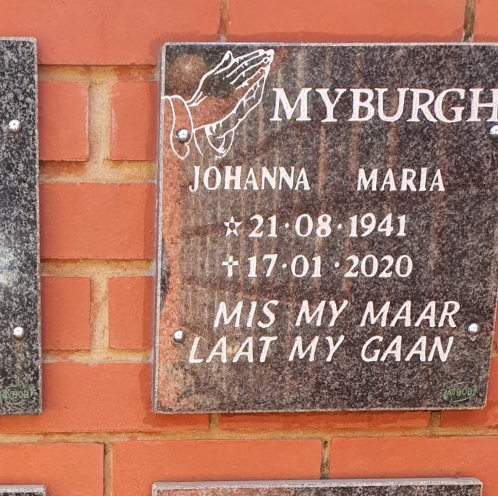 MYBURGH Johanna Maria 1941-2020