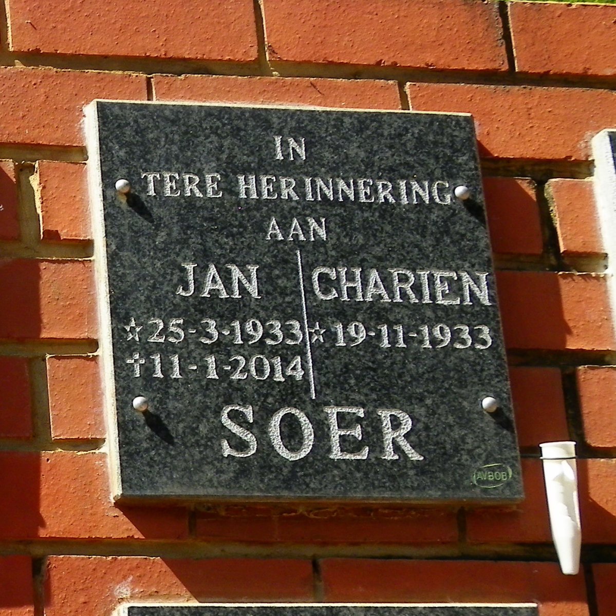SOER Jan 1933-2014 &amp; Charien 1933-