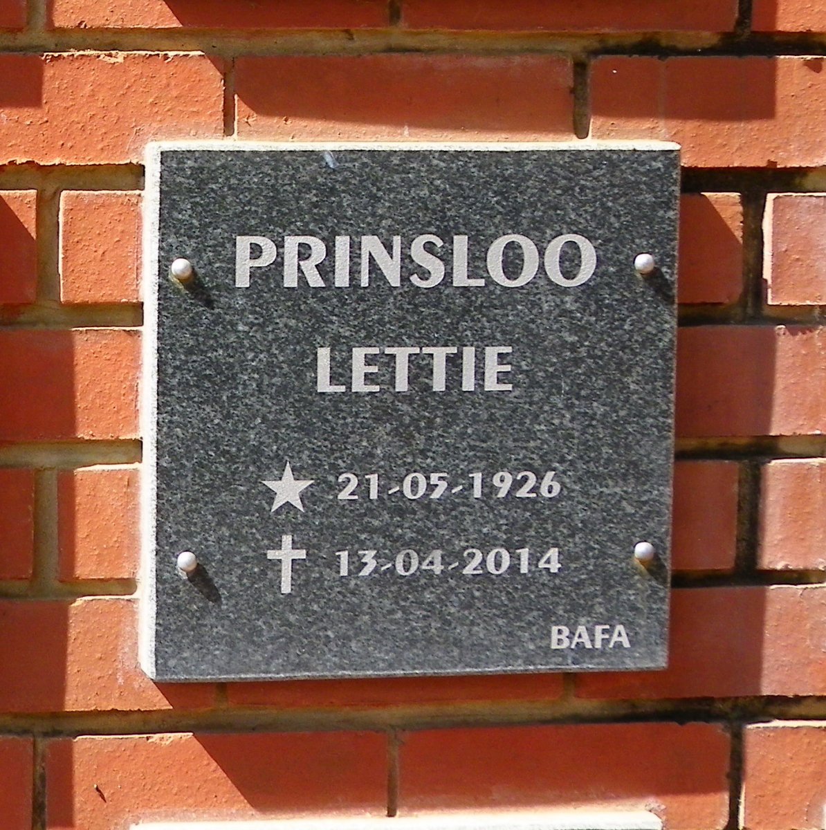 PRINSLOO Lettie 1926-2014