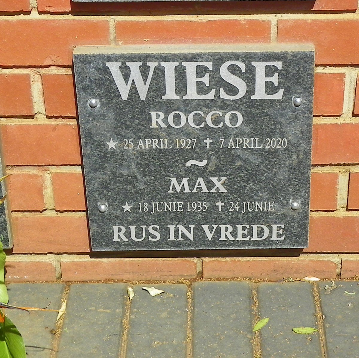 WIESE Rocco 1927-2020 &amp; Max 1935-?