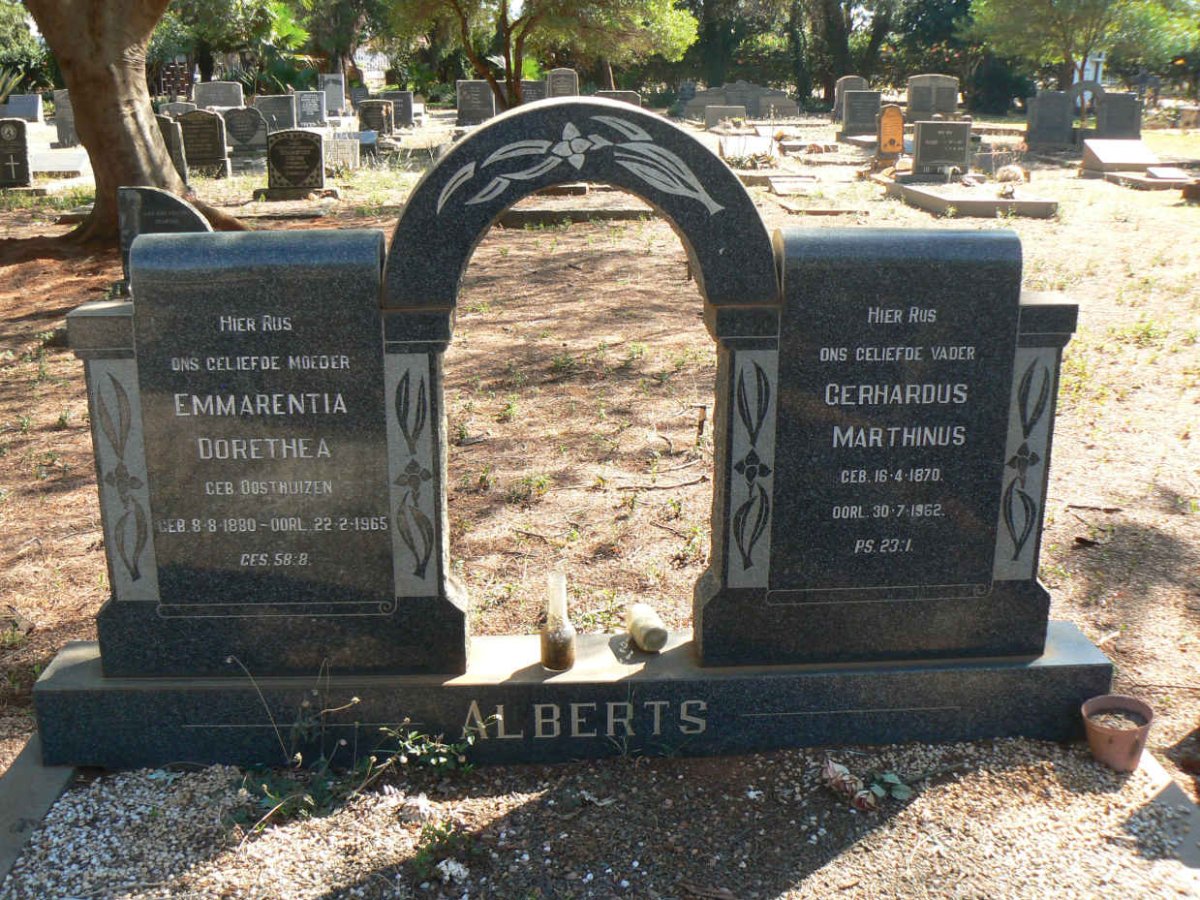 ALBERTS Gerhardus Marthinus 1870-1962 &amp; Emmarentia Dorothea OOSTHUIZEN 1880-1965