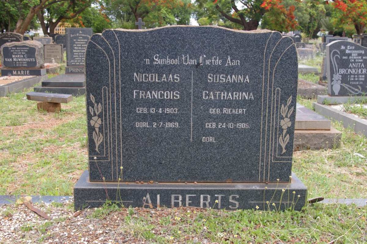 ALBERTS Nicolaas Francois 1903-1969 &amp; Susanna Catharina RIEKERT 1905-