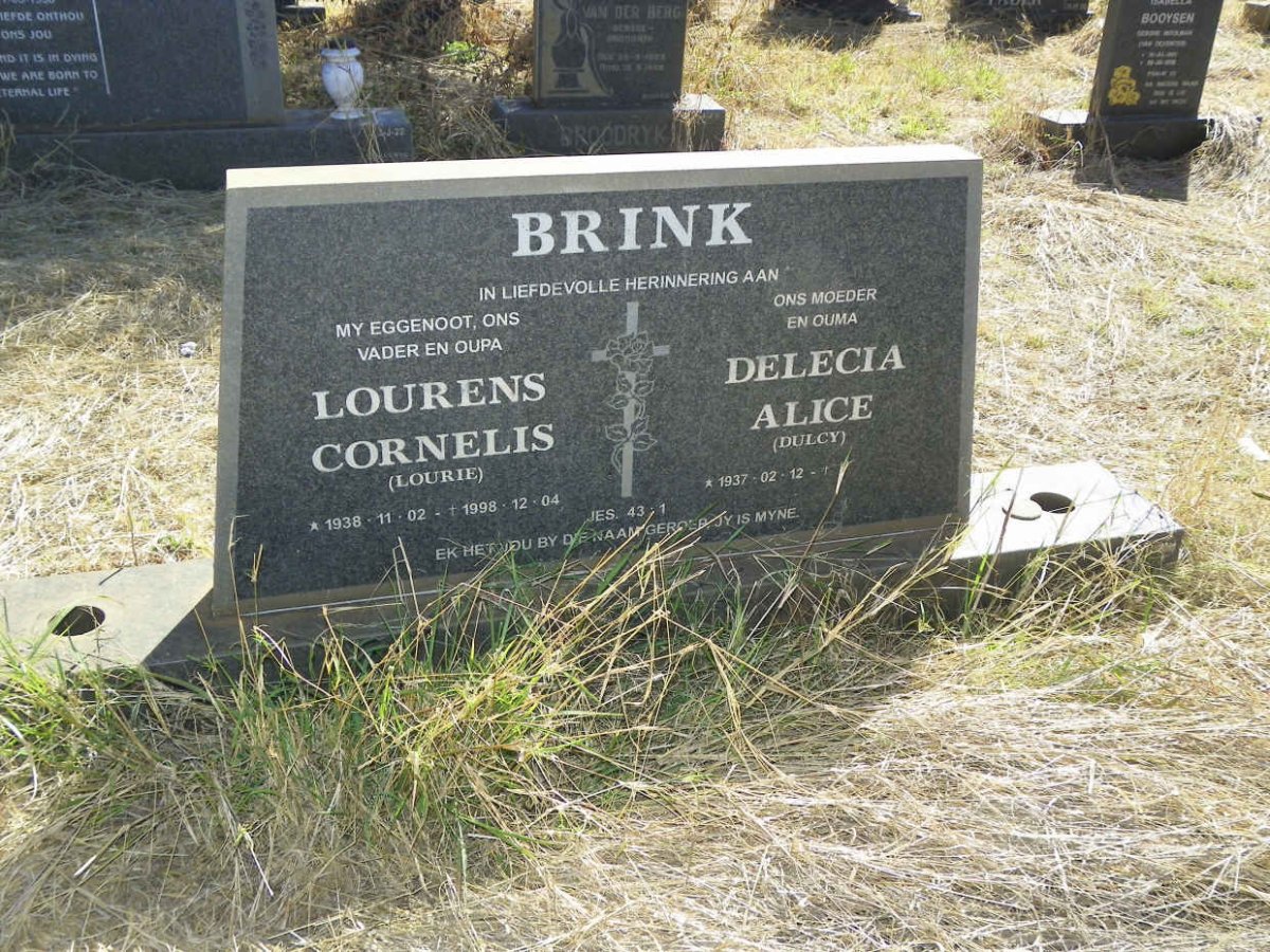 BRINK Lourens Cornelis 1938-1998 & Delecia Alice 1937-