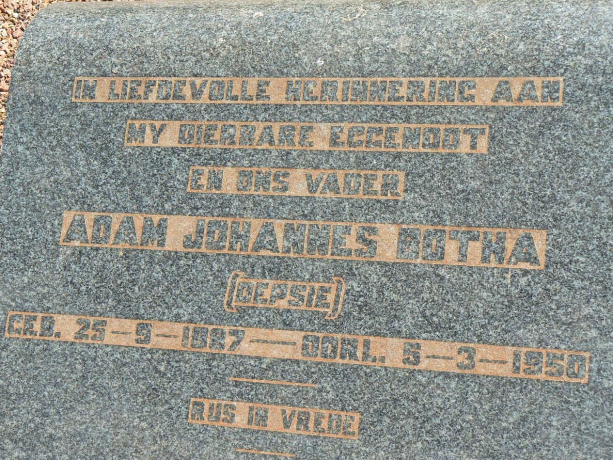 BOTHA Adam Johannes 1887-1950