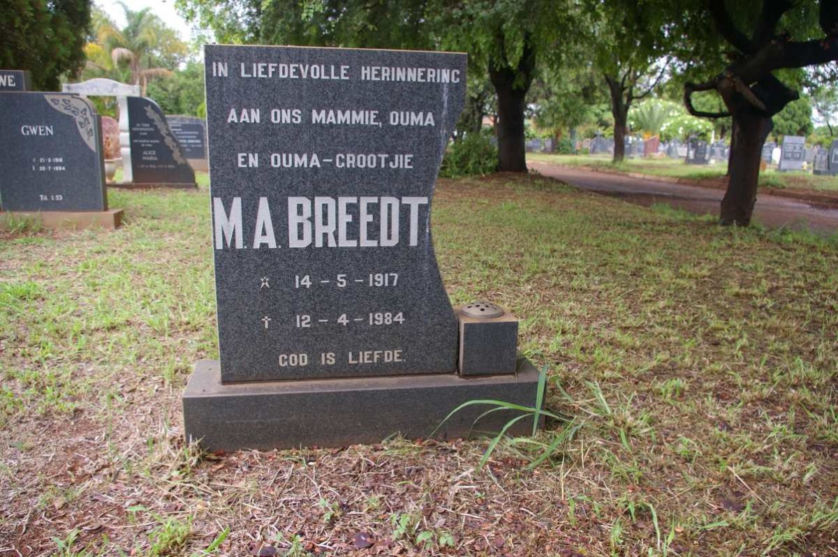 BREEDT M.A. 1917-1984