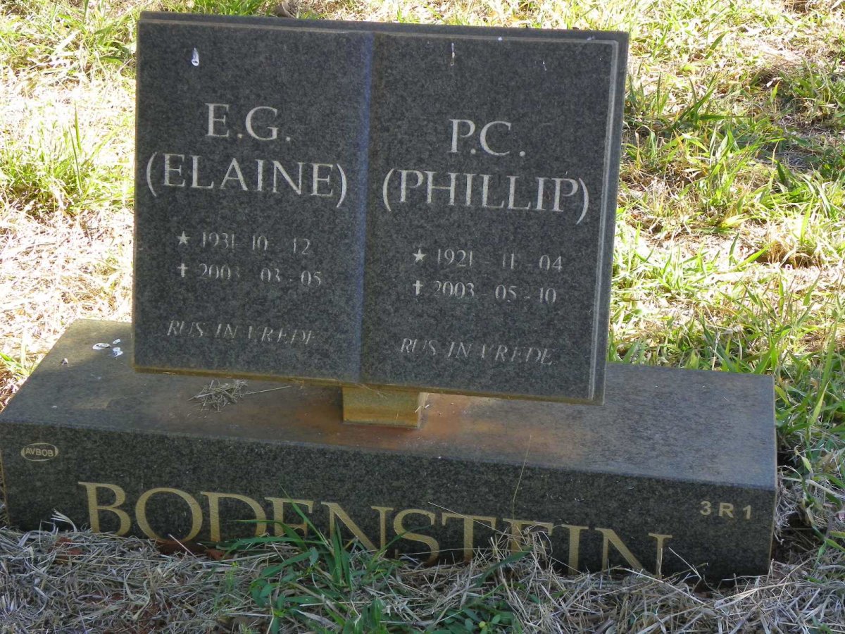 BODENSTEIN P.C. 1921-2003 &amp; E.G. 1931-2003