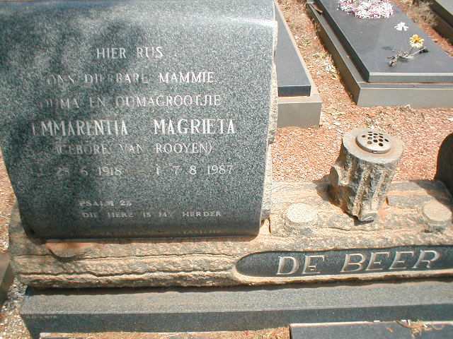 BEER Emmerentia Magrieta, de geb. VAN ROOYEN 1918-1987