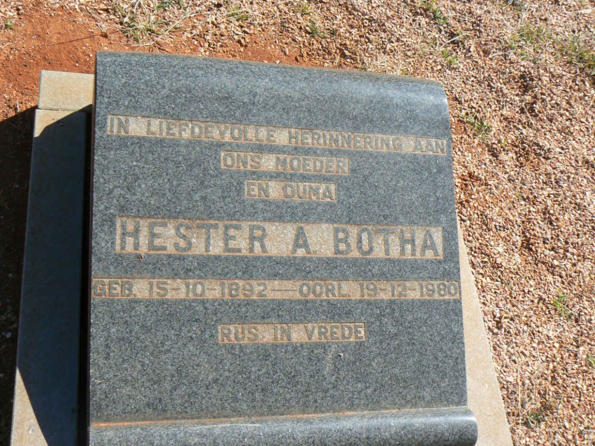 BOTHA Hester A. 1892-1980