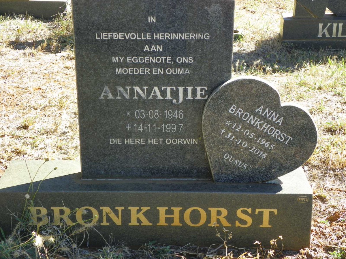 BRONKHORST Annatjie 1946-1997 :: BRONKHORST Anna 1965-2015