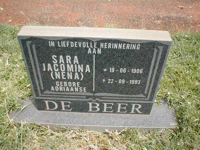 BEER Sara Jacomina, de geb. ADRIAANSE 1906-1993