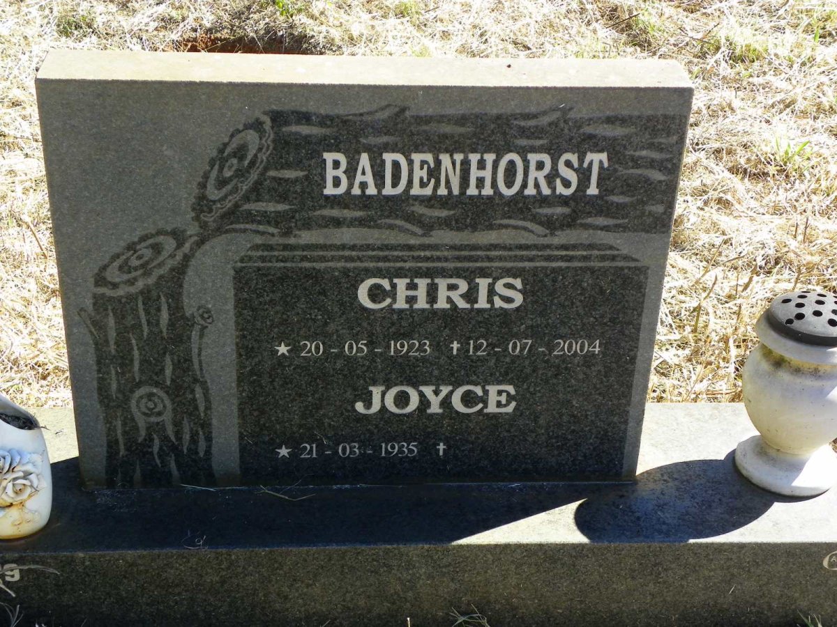 BADENHORST Chris 1923-2004 &amp; Joyce 1935-