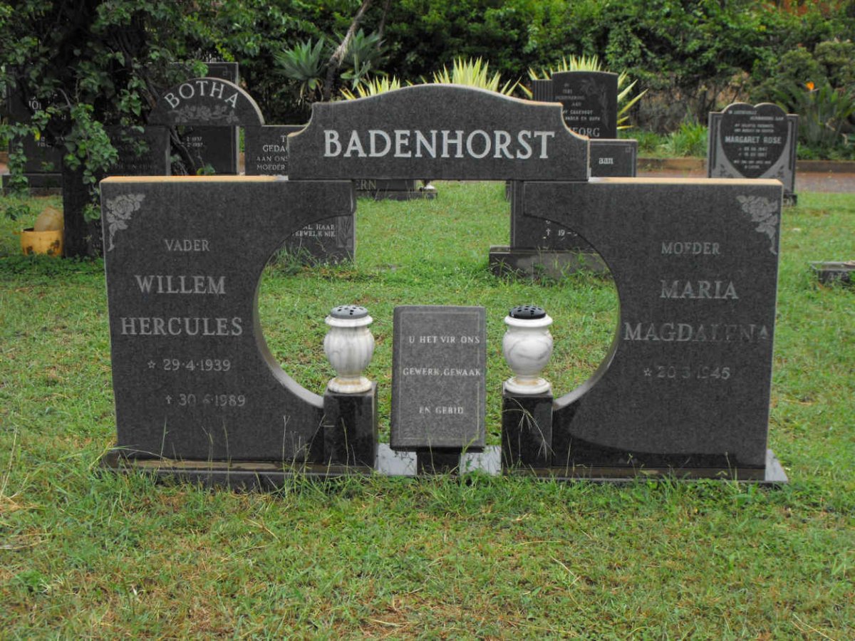 BADENHORST Willem Hercules 1939-1989 &amp; Maria Magdalena 1945-