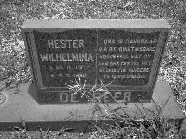 BEER Hester Wilhelmina, de 1917-1990