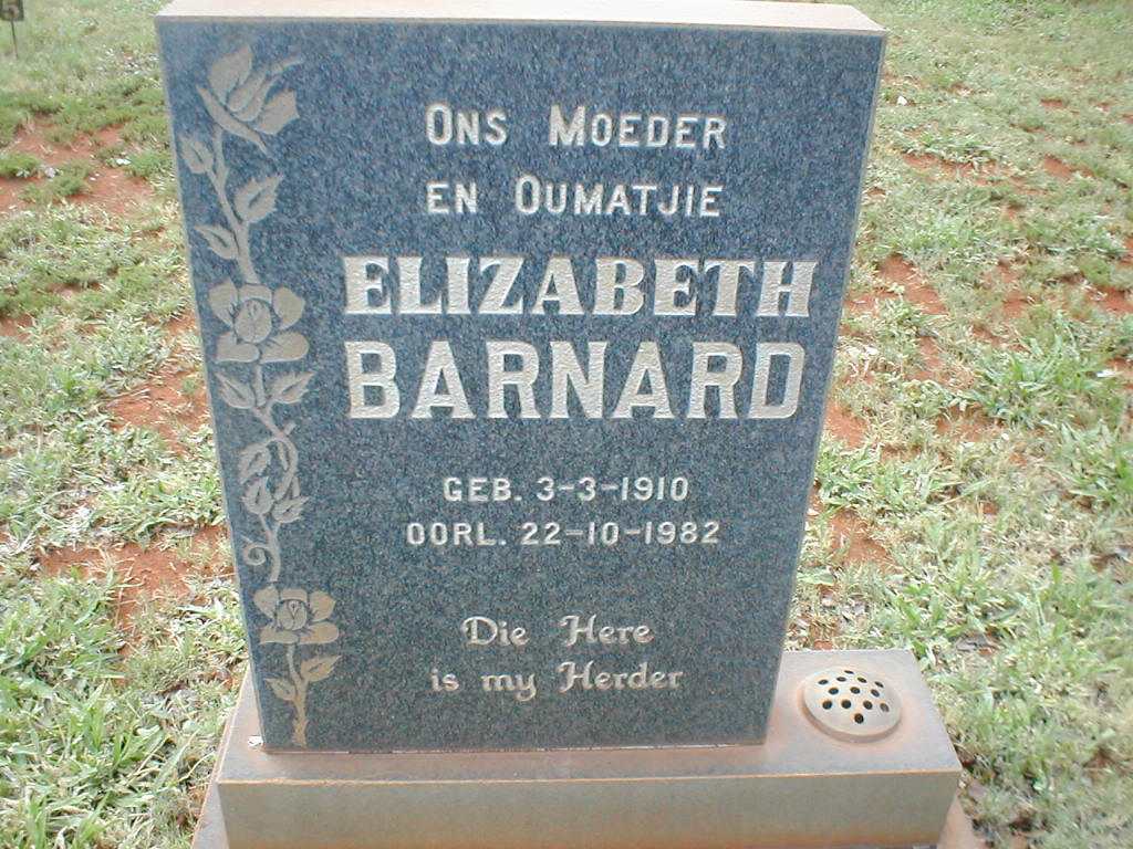 BARNARD Elizabeth 1910-1982