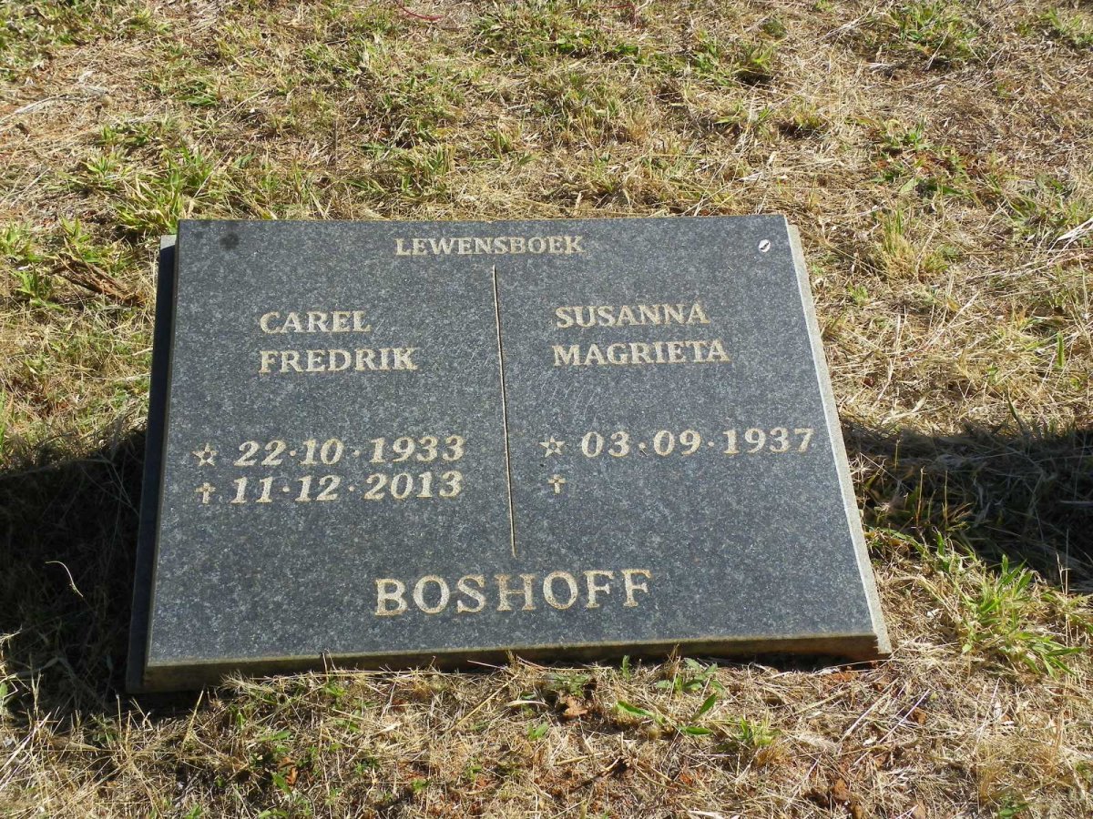 BOSHOFF Carel Fredrik 1933-2013 &amp; Susanna Magrieta 1937-