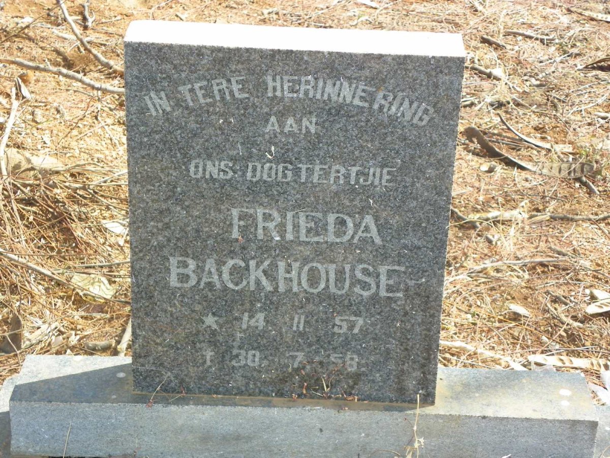 BACKHOUSE Frieda 1957-1958