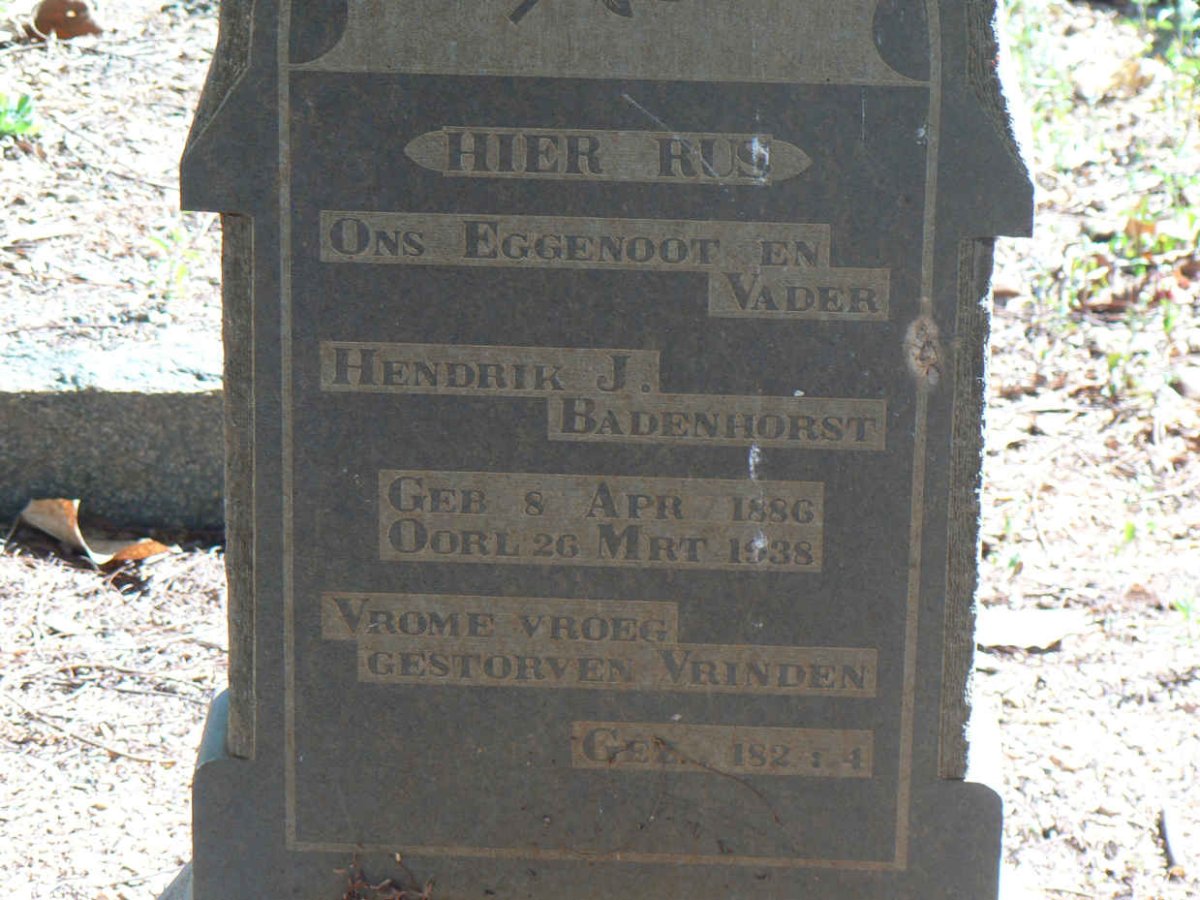 BADENHORST Hendrik J. 1886-1938