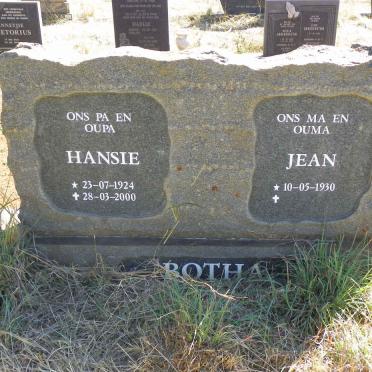 BOTHA Hansie 1924-2000 & Jean 1930-