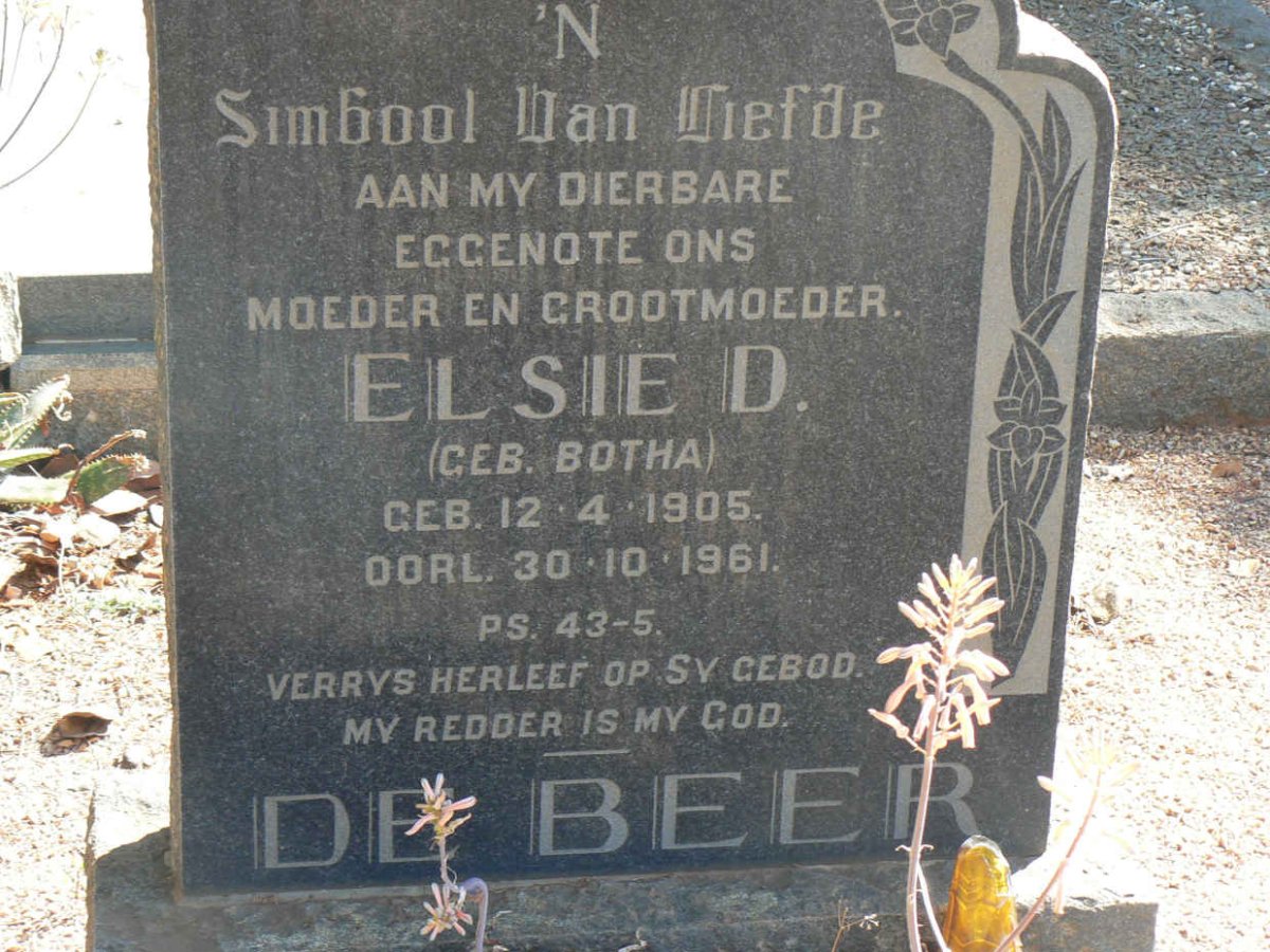 BEER Elsie D., de nee BOTHA 1905-1961