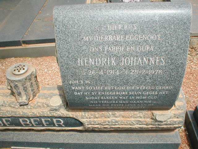 BEER Hendrik Johannes, de 1914-1978