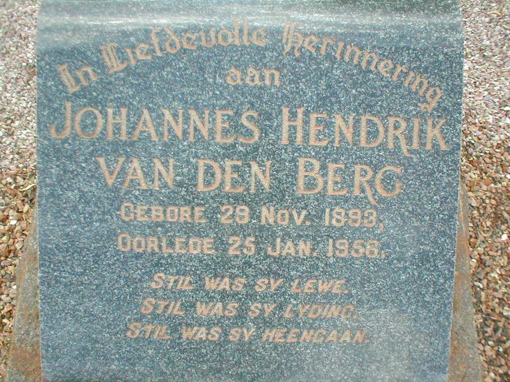 BERG Johannes Hendrik, van den 1893-1956