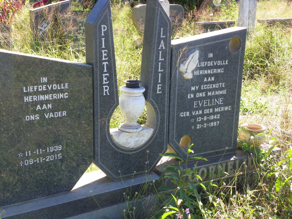 CORNELIUS Pieter 1939-2015 &amp; Eveline VAN DER MERWE 1942-1997