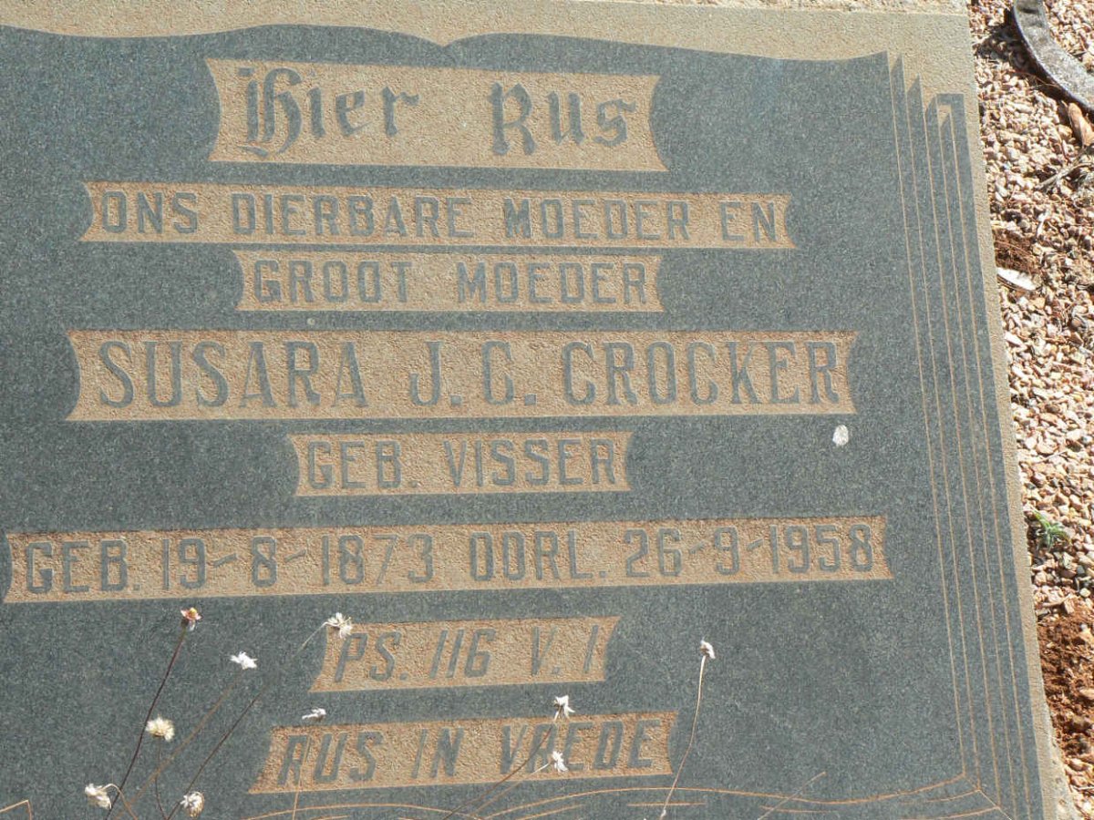 CROCKER Susara J.C. nee VISSER 1873-1958