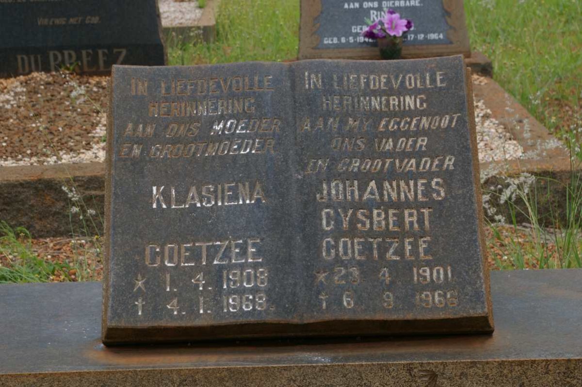 COETZEE Johannes Gysbert 1901-1966 &amp; Klasiena 1908-1968