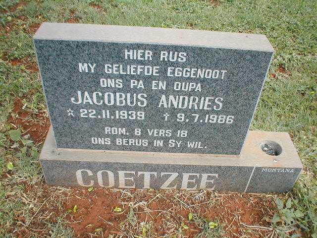 COETZEE Jacobus Andries 1939-1986