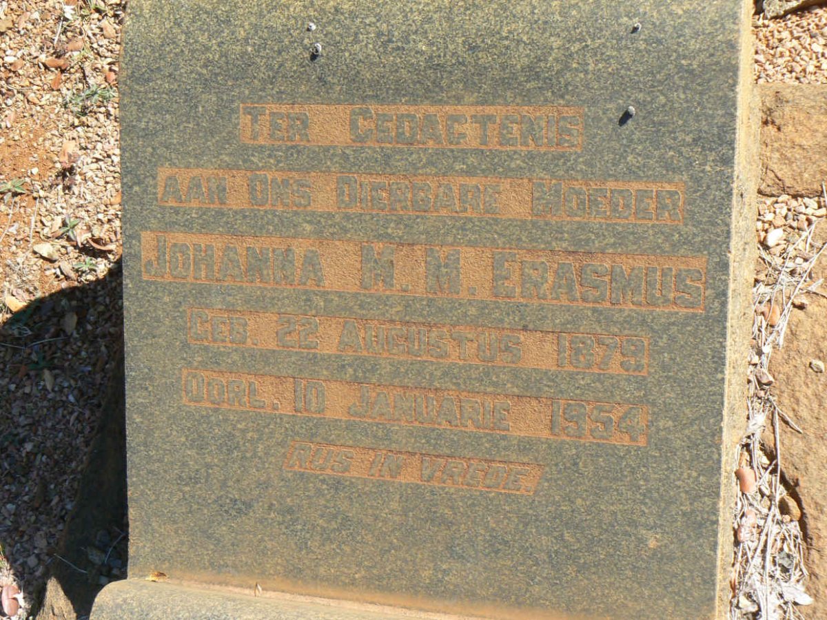 ERASMUS Johanna M.M. 1879-1954