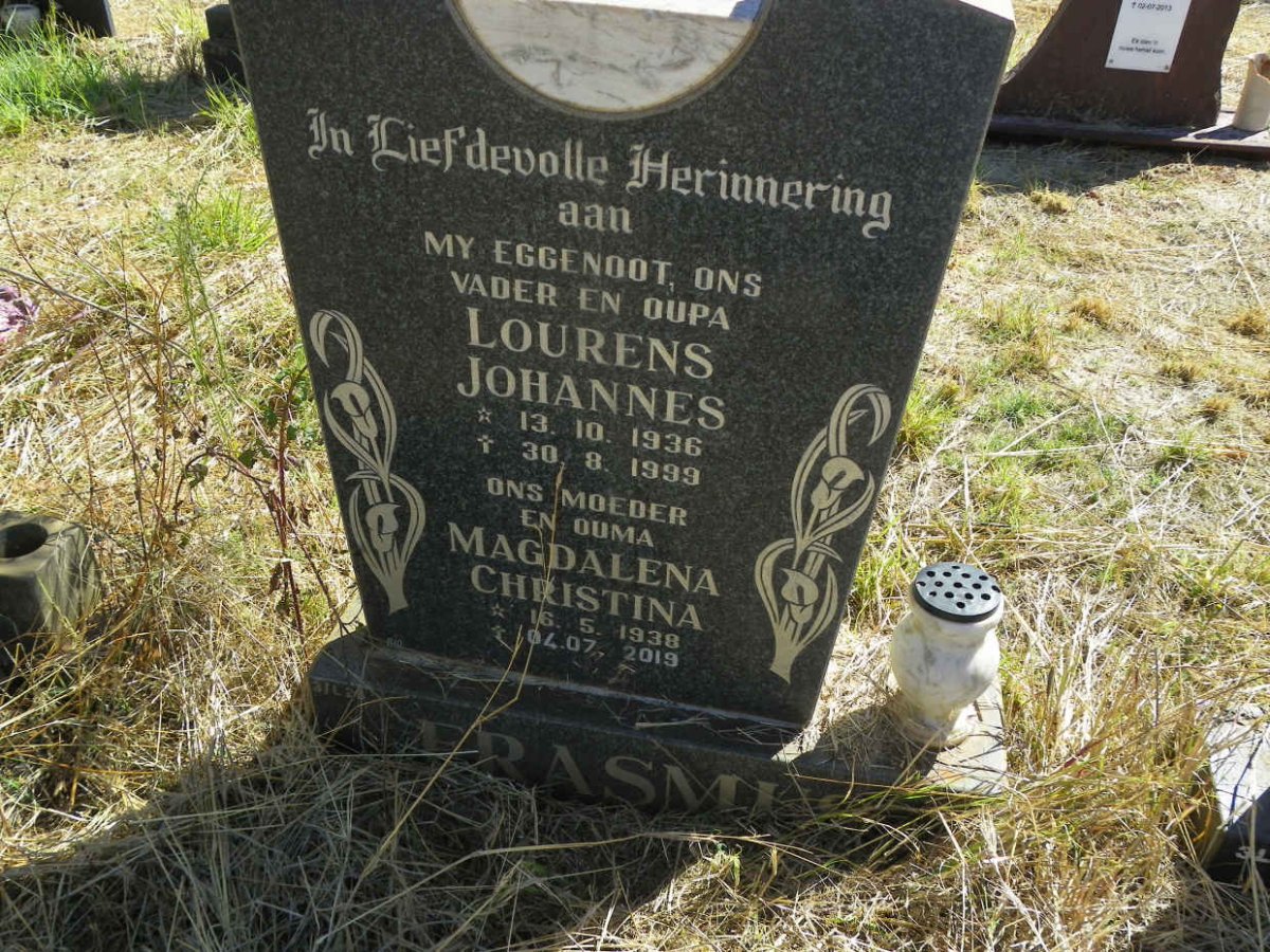 ERASMUS Lourens Johannes 1936-1999 & Magdalena Christina 1938-2019