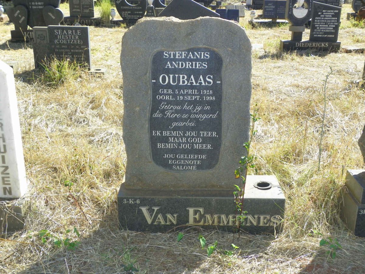 EMMENES Stefanis Andries, van 1928-1998